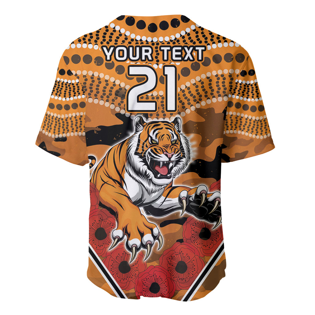 Custom Wests Tigers Rugby ANZAC Baseball Jersey Aboriginal and Army Patterns