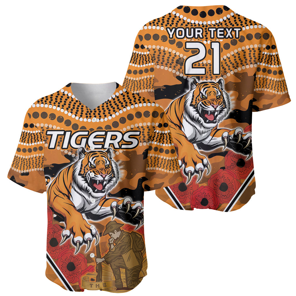 Custom Wests Tigers Rugby ANZAC Baseball Jersey Aboriginal and Army Patterns