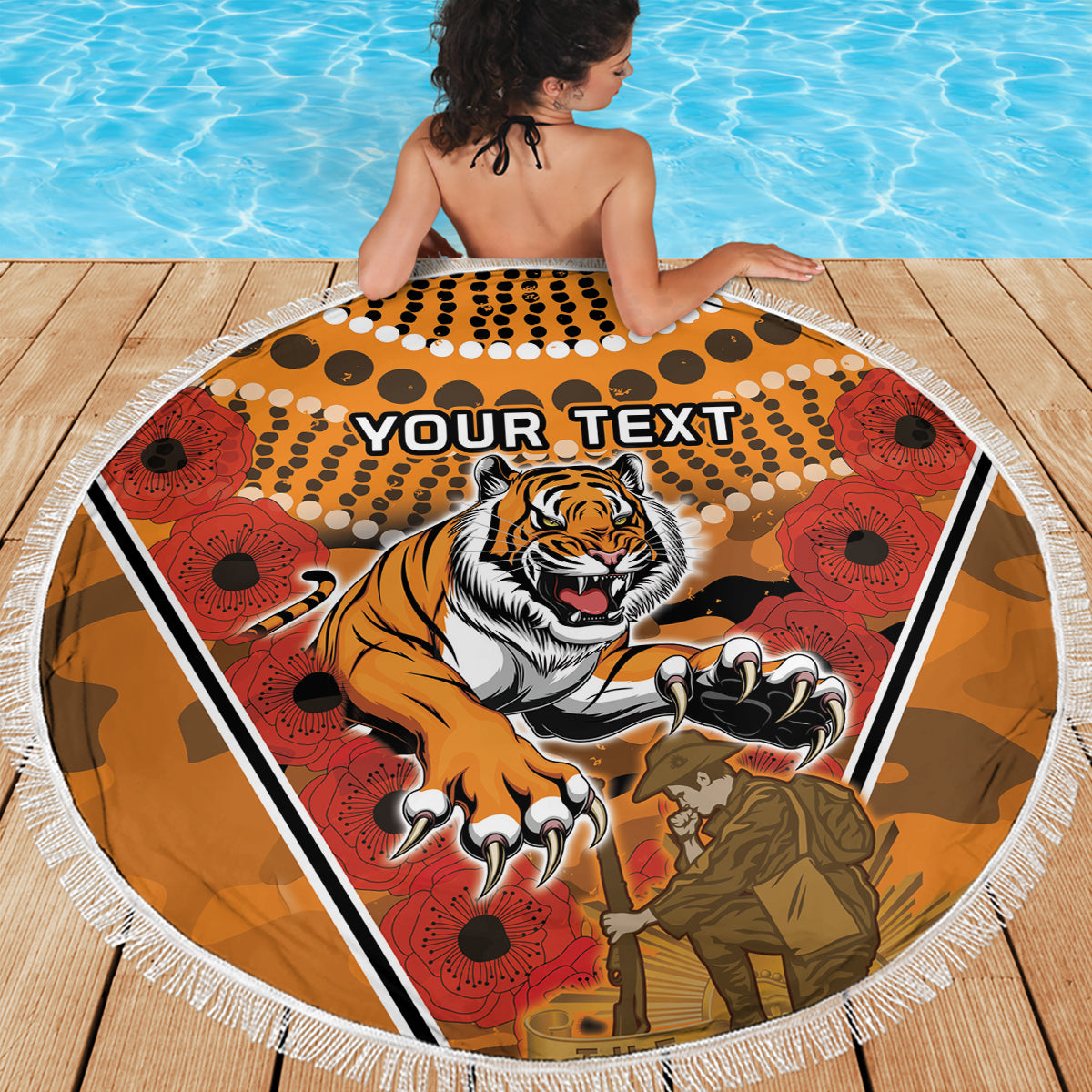 Custom Wests Tigers Rugby ANZAC Beach Blanket Aboriginal and Army Patterns