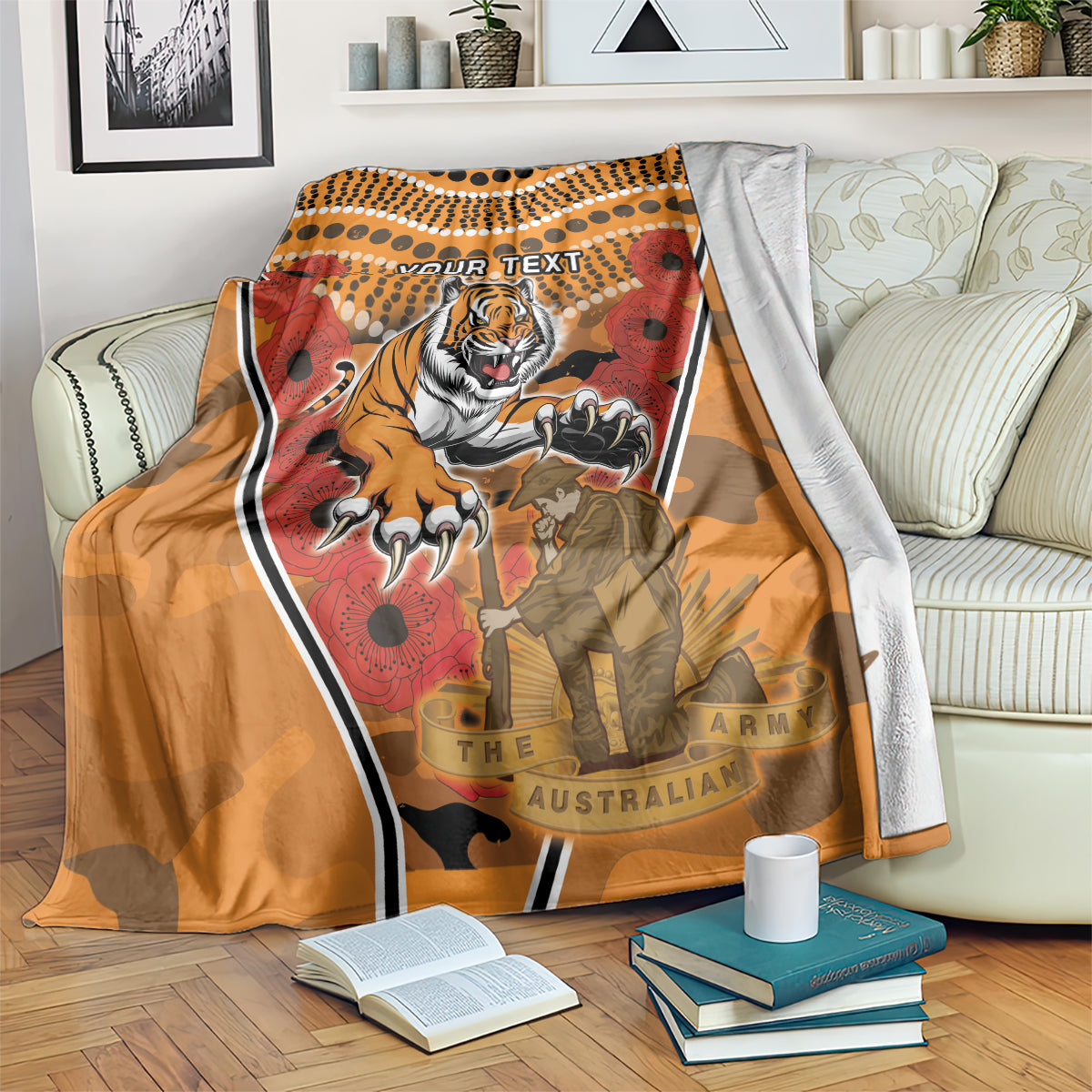 Custom Wests Tigers Rugby ANZAC Blanket Aboriginal and Army Patterns