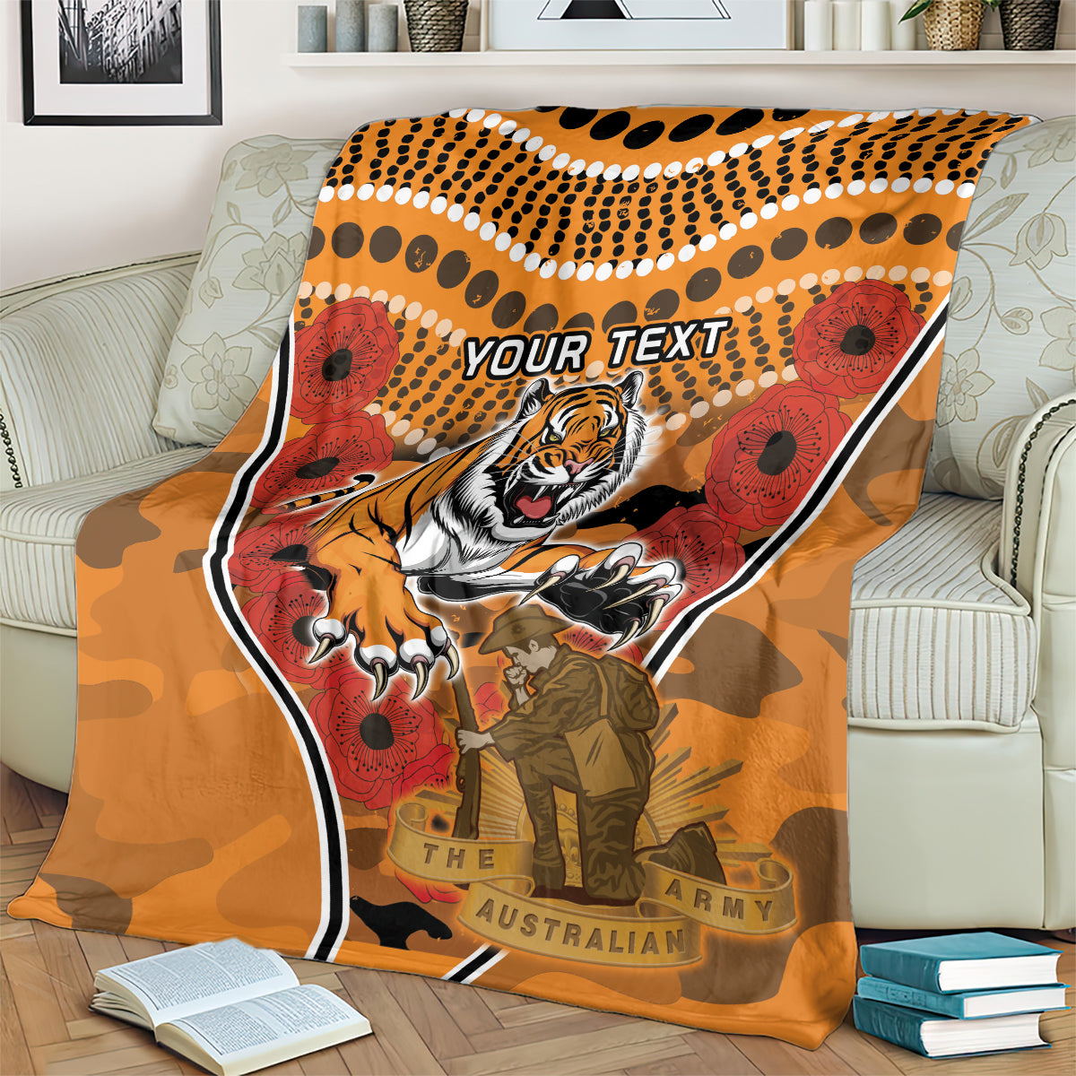 Custom Wests Tigers Rugby ANZAC Blanket Aboriginal and Army Patterns