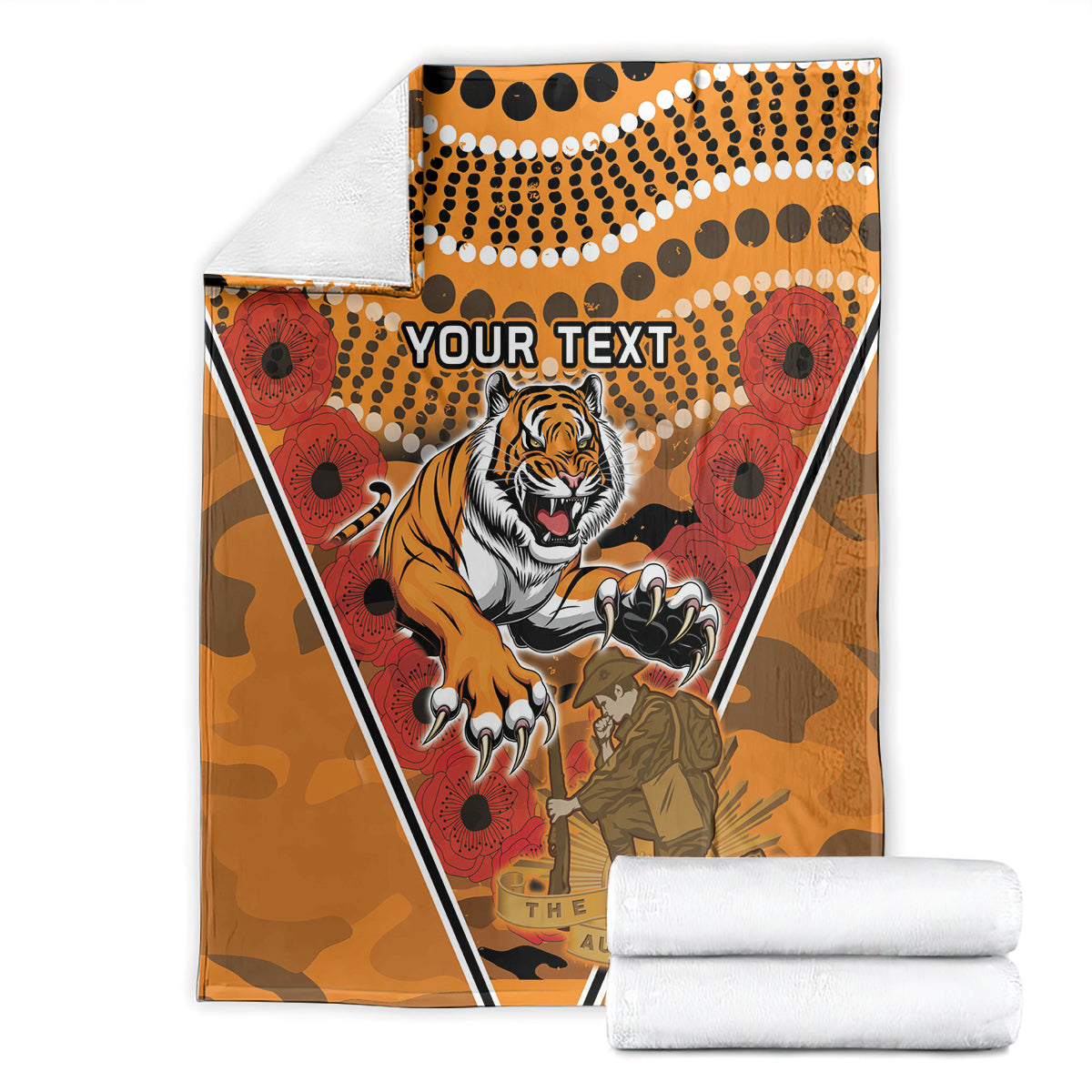 Custom Wests Tigers Rugby ANZAC Blanket Aboriginal and Army Patterns