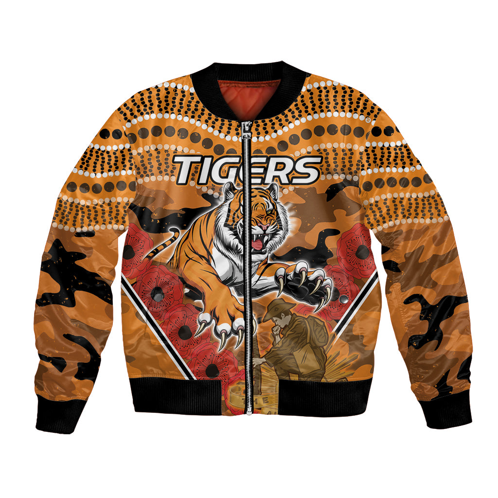 Custom Wests Tigers Rugby ANZAC Bomber Jacket Aboriginal and Army Patterns