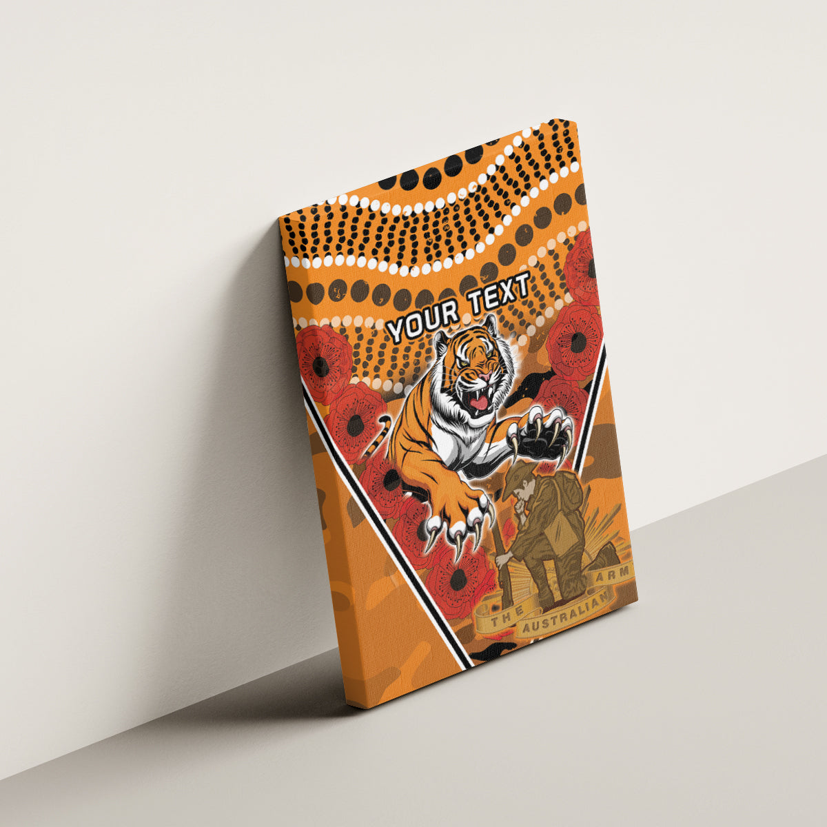 Custom Wests Tigers Rugby ANZAC Canvas Wall Art Aboriginal and Army Patterns