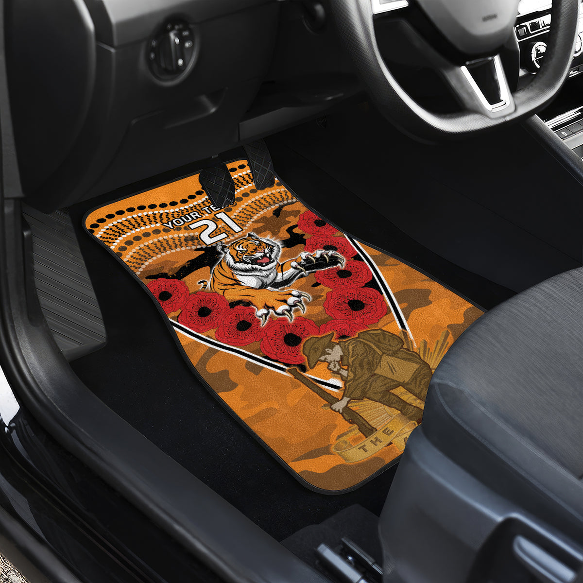 Custom Wests Tigers Rugby ANZAC Car Mats Aboriginal and Army Patterns