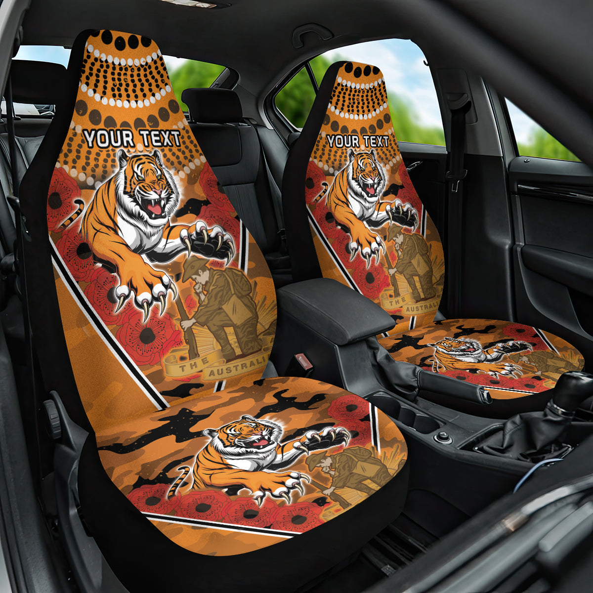 Custom Wests Tigers Rugby ANZAC Car Seat Cover Aboriginal and Army Patterns