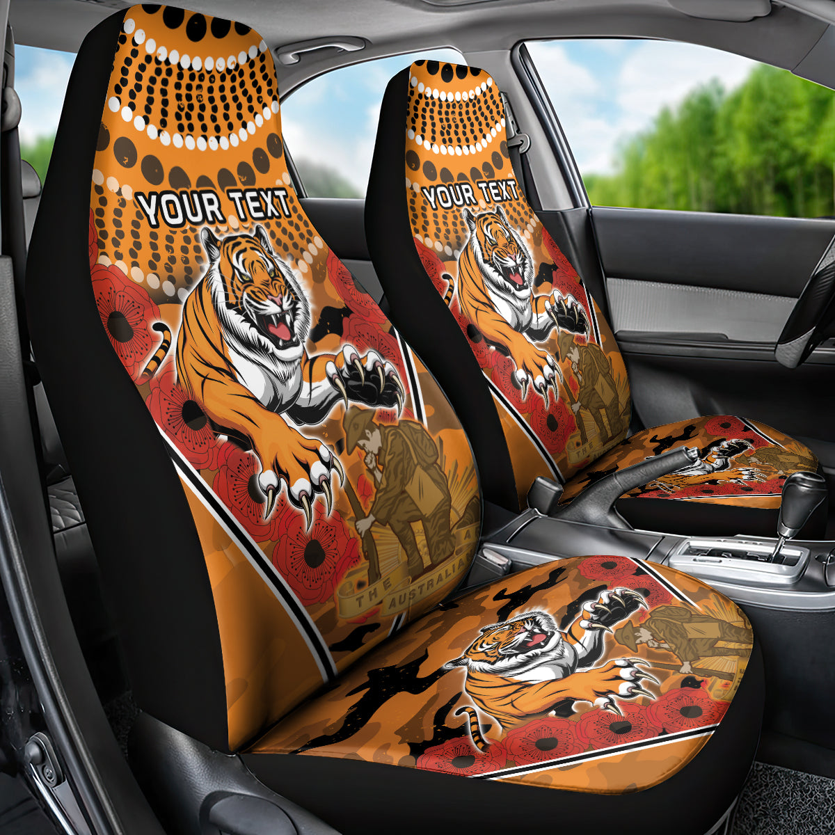 Custom Wests Tigers Rugby ANZAC Car Seat Cover Aboriginal and Army Patterns