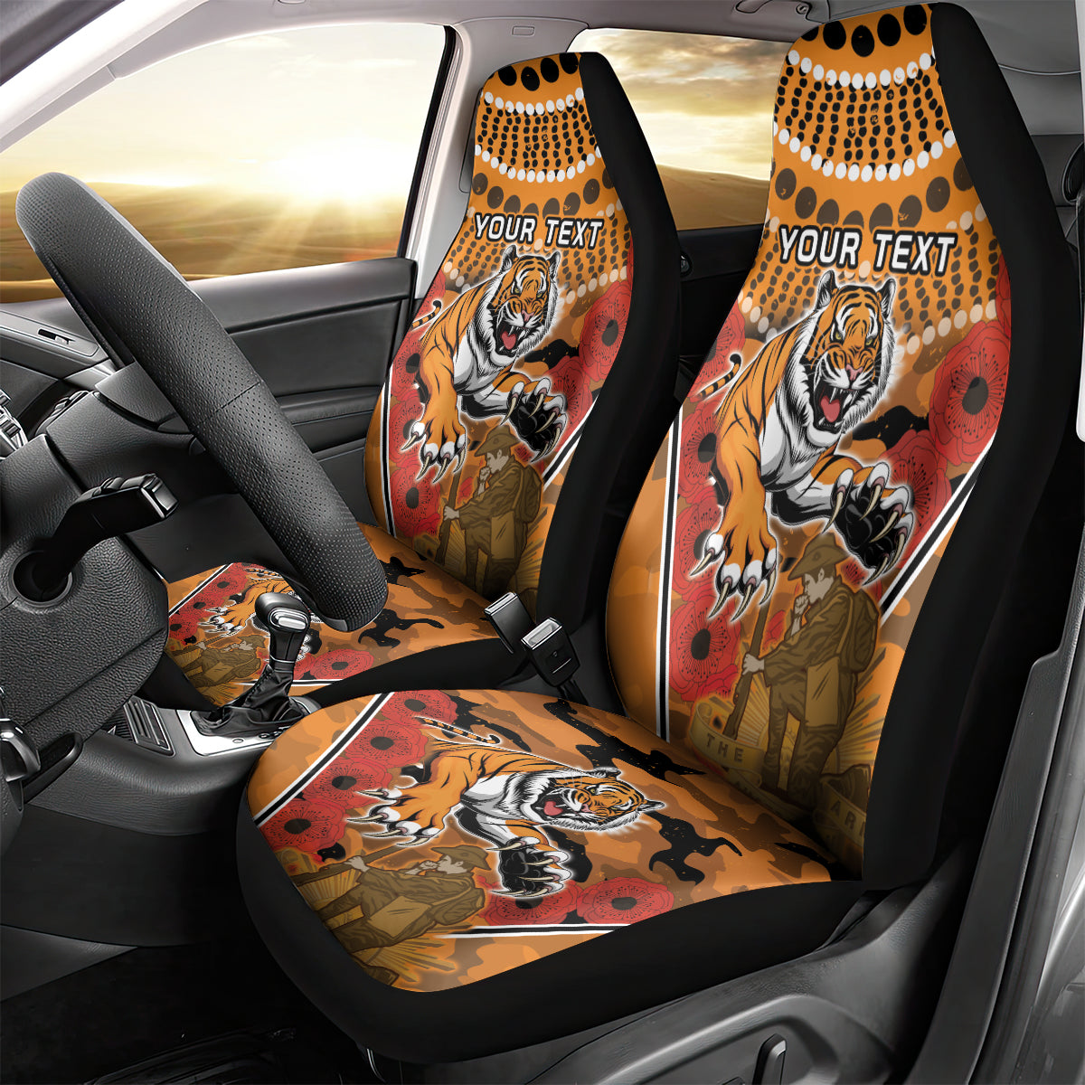 Custom Wests Tigers Rugby ANZAC Car Seat Cover Aboriginal and Army Patterns