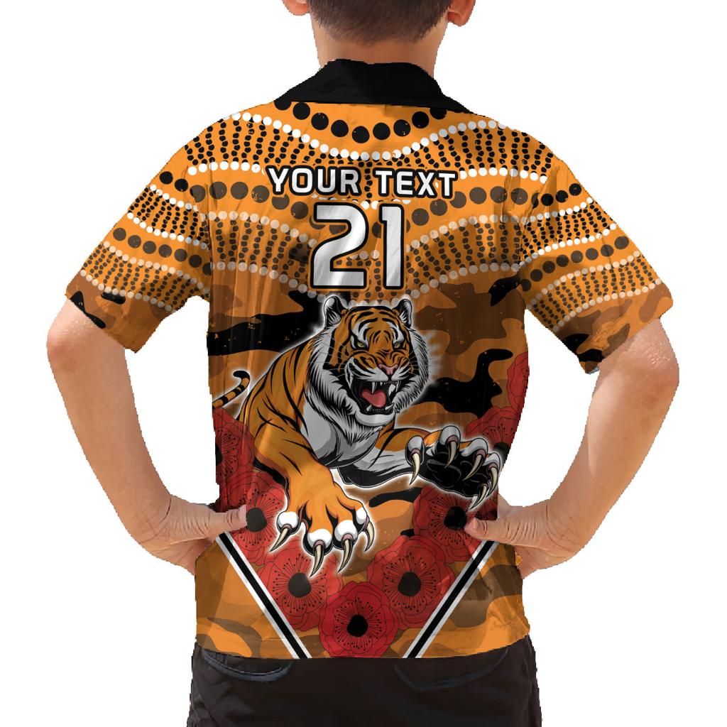 Custom Wests Tigers Rugby ANZAC Family Matching Long Sleeve Bodycon Dress and Hawaiian Shirt Aboriginal and Army Patterns