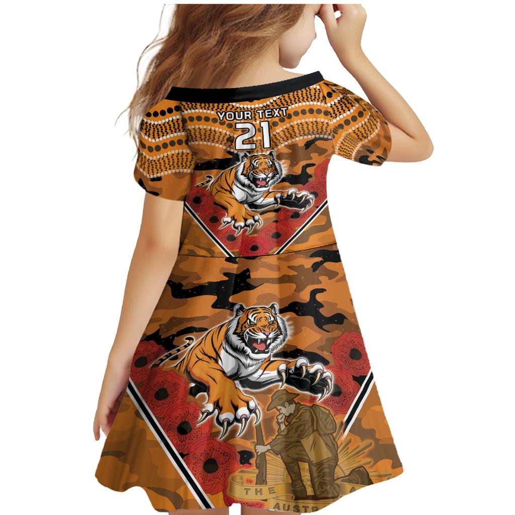 Custom Wests Tigers Rugby ANZAC Family Matching Mermaid Dress and Hawaiian Shirt Aboriginal and Army Patterns