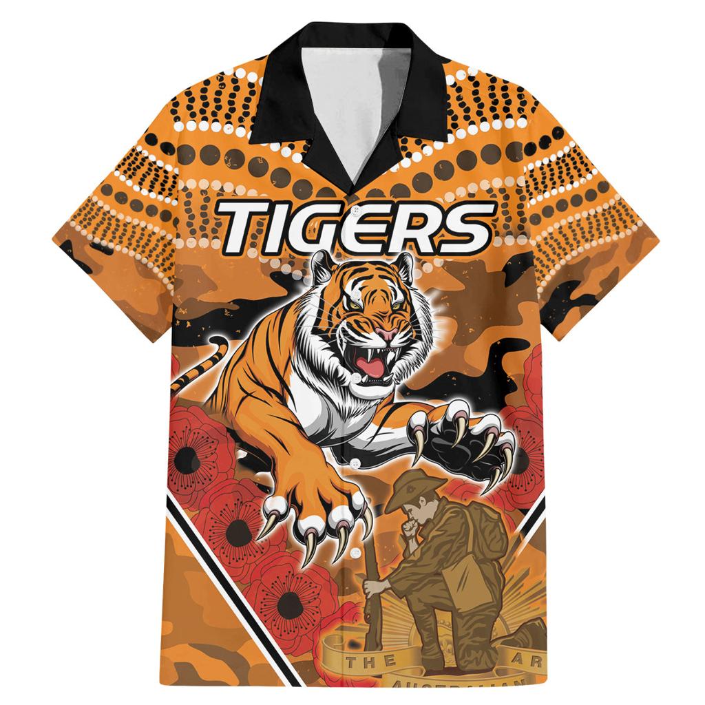 Custom Wests Tigers Rugby ANZAC Family Matching Mermaid Dress and Hawaiian Shirt Aboriginal and Army Patterns