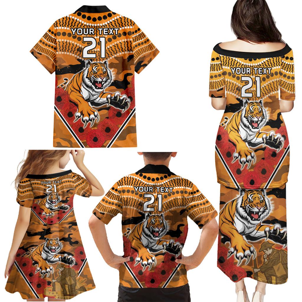 Custom Wests Tigers Rugby ANZAC Family Matching Puletasi and Hawaiian Shirt Aboriginal and Army Patterns