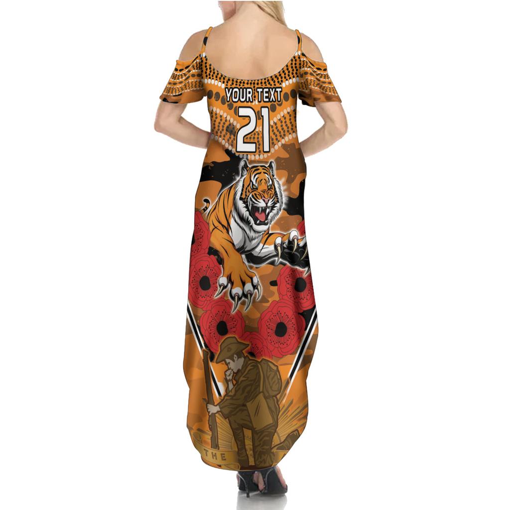 Custom Wests Tigers Rugby ANZAC Family Matching Summer Maxi Dress and Hawaiian Shirt Aboriginal and Army Patterns