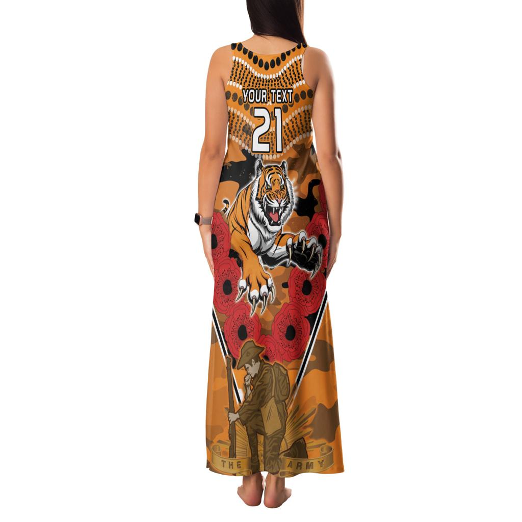 Custom Wests Tigers Rugby ANZAC Family Matching Tank Maxi Dress and Hawaiian Shirt Aboriginal and Army Patterns