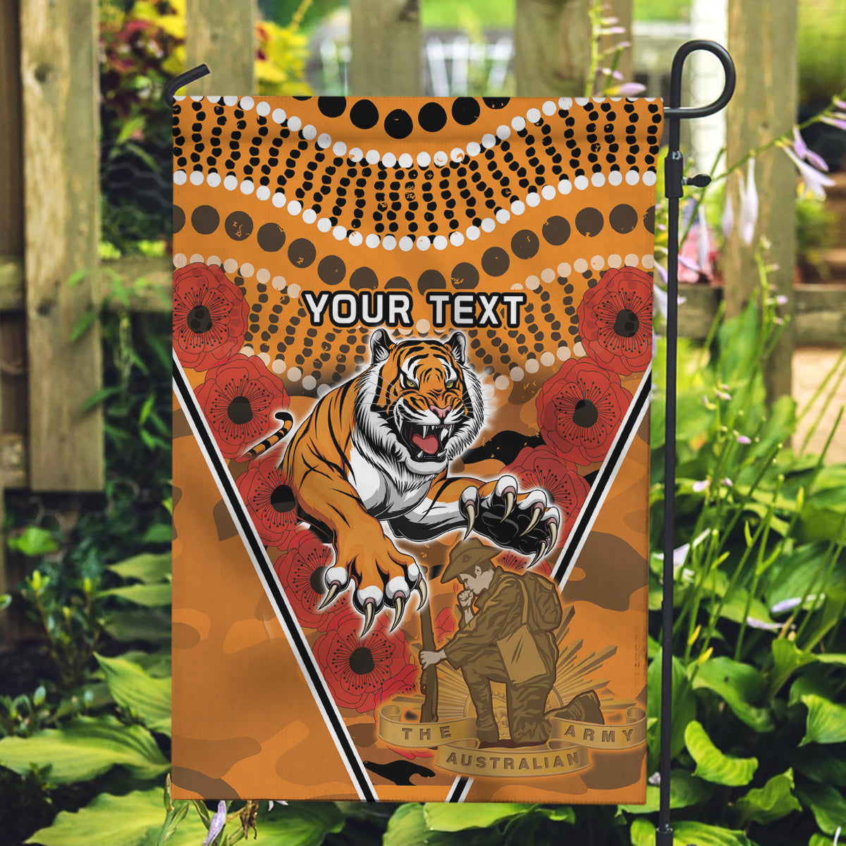 Custom Wests Tigers Rugby ANZAC Garden Flag Aboriginal and Army Patterns