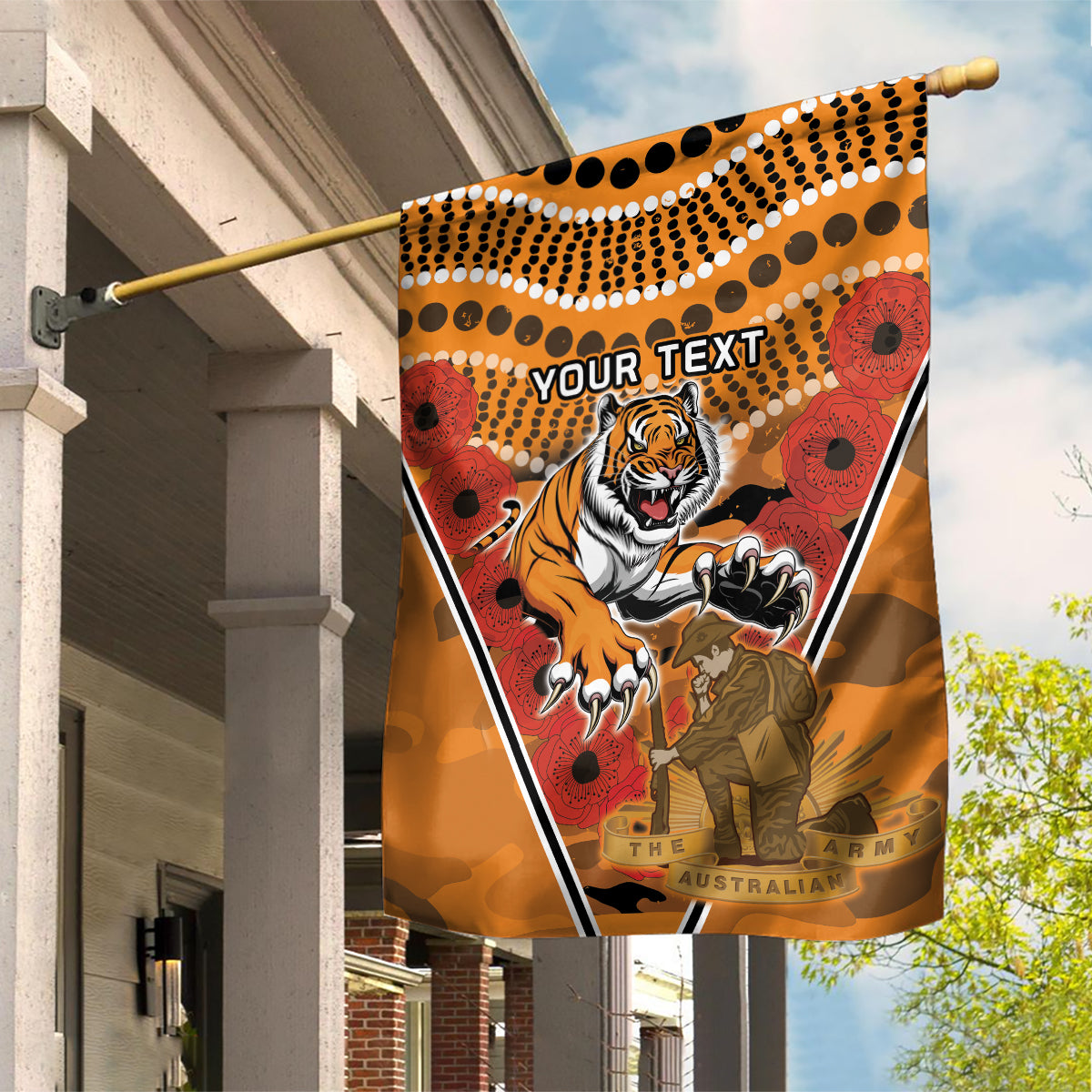 Custom Wests Tigers Rugby ANZAC Garden Flag Aboriginal and Army Patterns