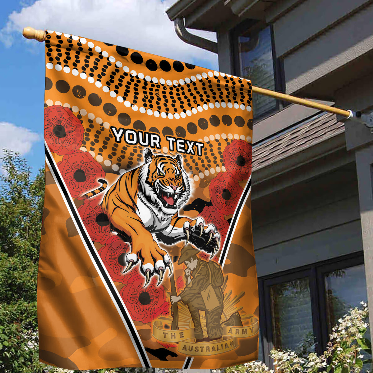 Custom Wests Tigers Rugby ANZAC Garden Flag Aboriginal and Army Patterns