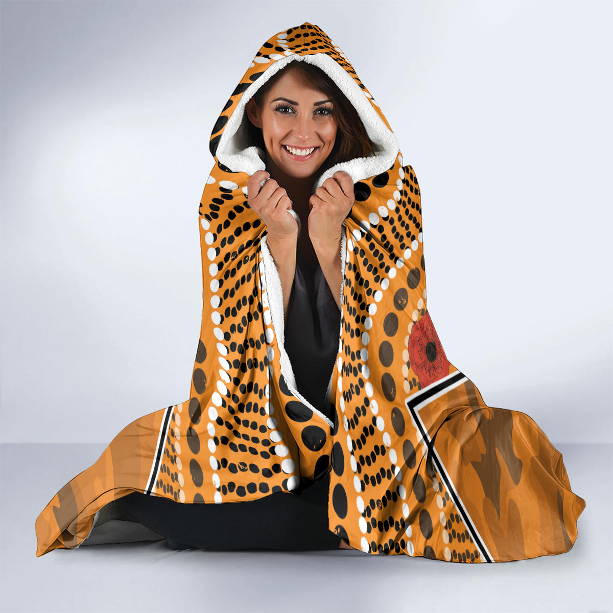 Custom Wests Tigers Rugby ANZAC Hooded Blanket Aboriginal and Army Patterns