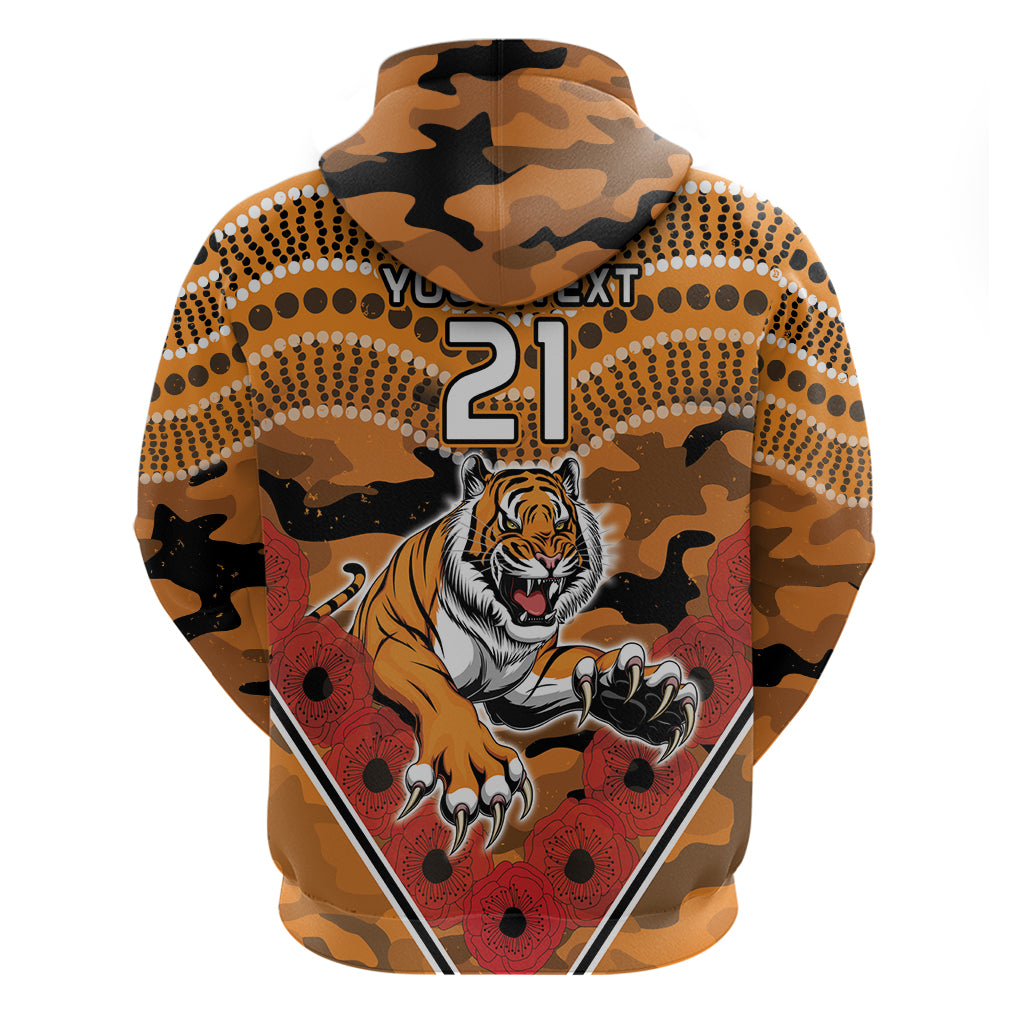 Custom Wests Tigers Rugby ANZAC Hoodie Aboriginal and Army Patterns