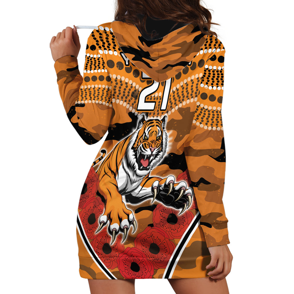 Custom Wests Tigers Rugby ANZAC Hoodie Dress Aboriginal and Army Patterns