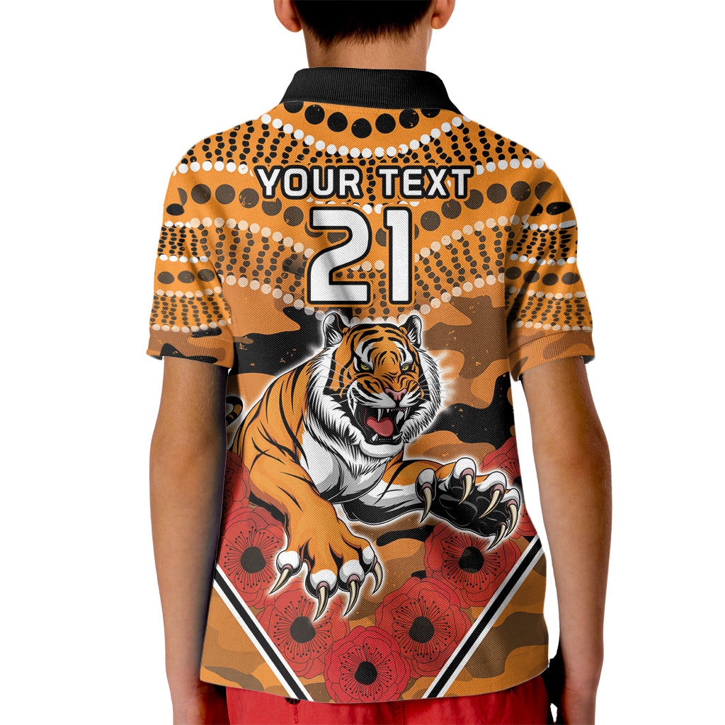 Custom Wests Tigers Rugby ANZAC Kid Polo Shirt Aboriginal and Army Patterns