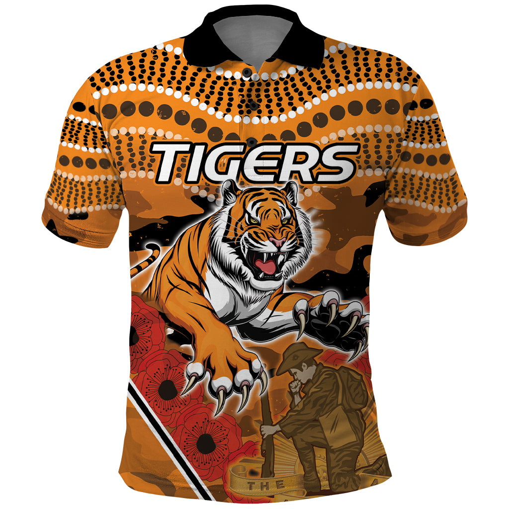 Custom Wests Tigers Rugby ANZAC Polo Shirt Aboriginal and Army Patterns