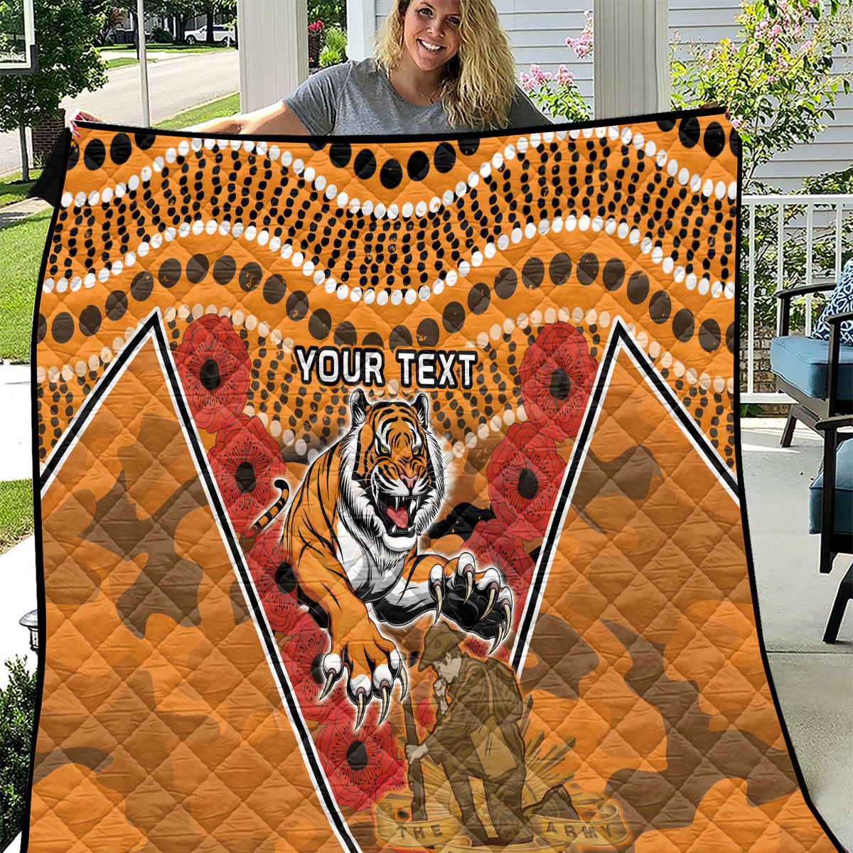 Custom Wests Tigers Rugby ANZAC Quilt Aboriginal and Army Patterns