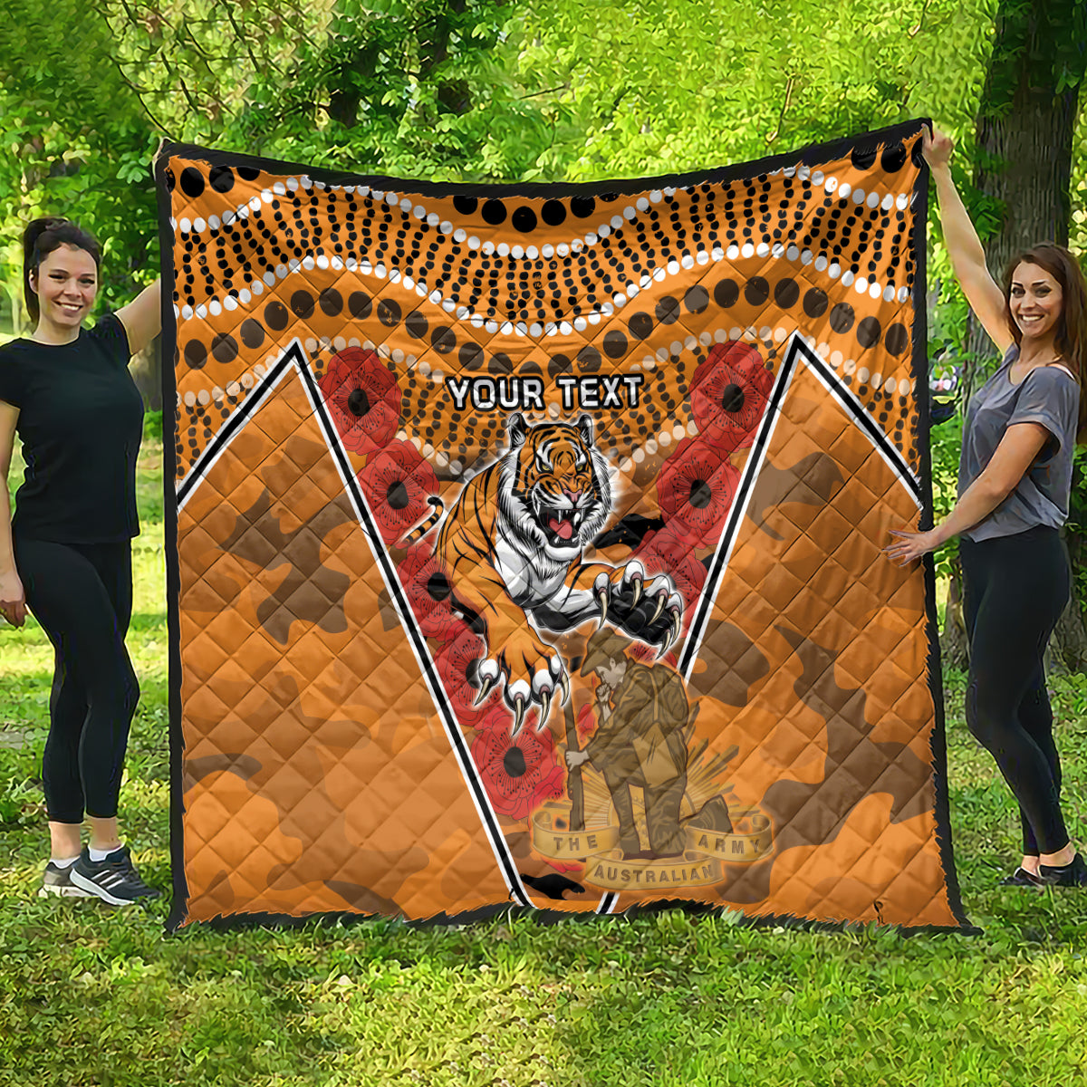 Custom Wests Tigers Rugby ANZAC Quilt Aboriginal and Army Patterns