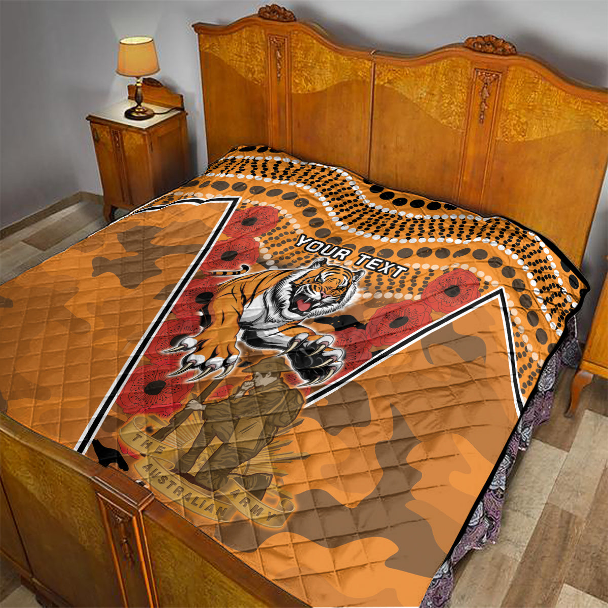 Custom Wests Tigers Rugby ANZAC Quilt Aboriginal and Army Patterns