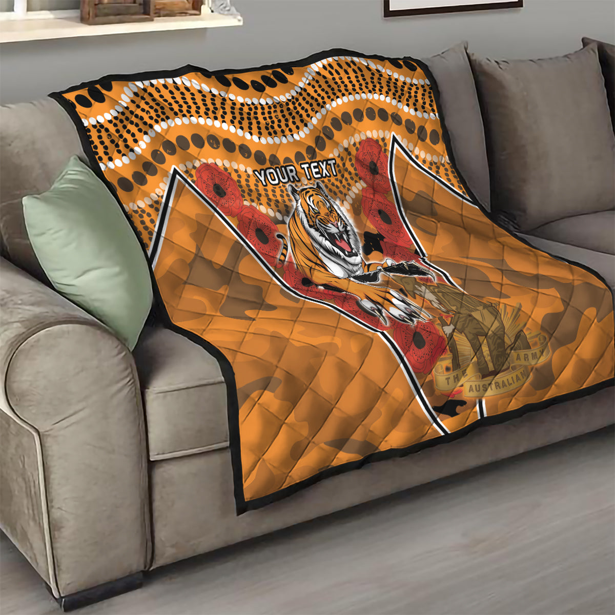 Custom Wests Tigers Rugby ANZAC Quilt Aboriginal and Army Patterns