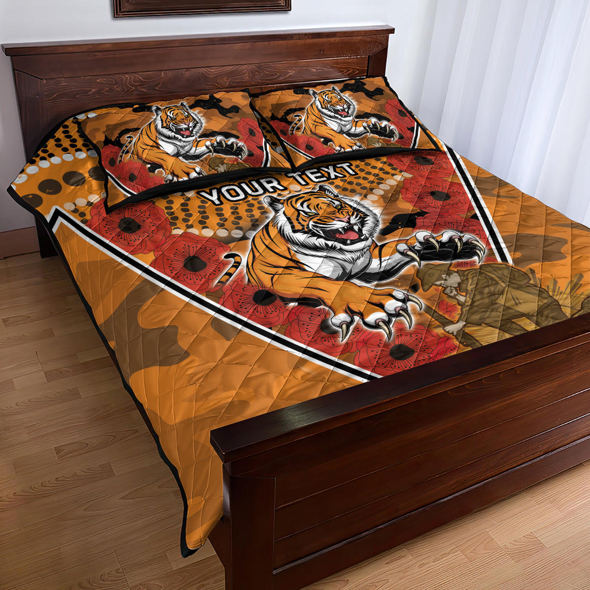 Custom Wests Tigers Rugby ANZAC Quilt Bed Set Aboriginal and Army Patterns