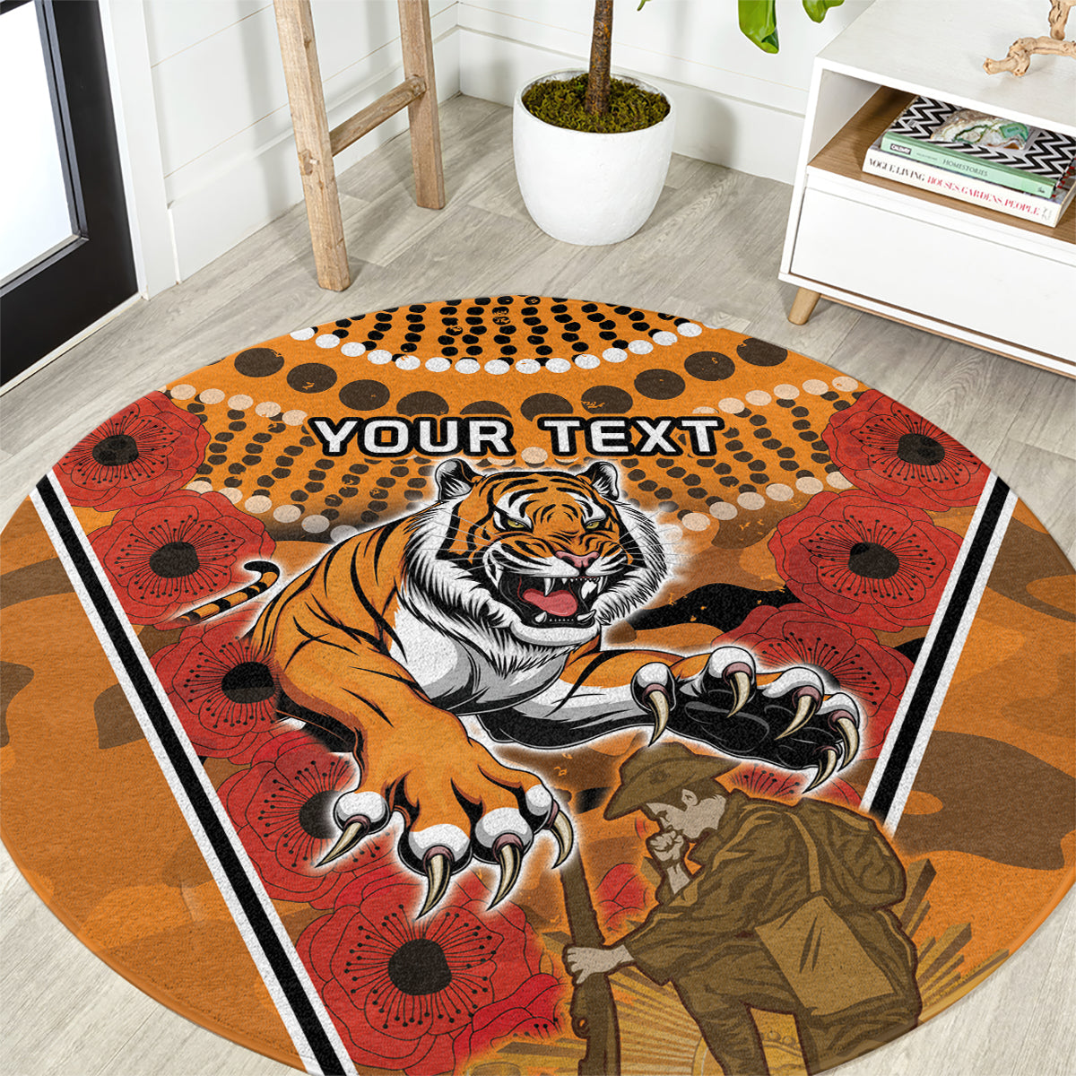 Custom Wests Tigers Rugby ANZAC Round Carpet Aboriginal and Army Patterns