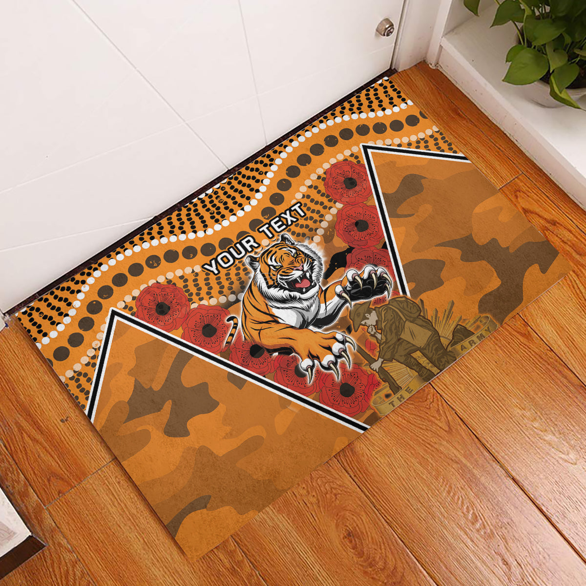 Custom Wests Tigers Rugby ANZAC Rubber Doormat Aboriginal and Army Patterns