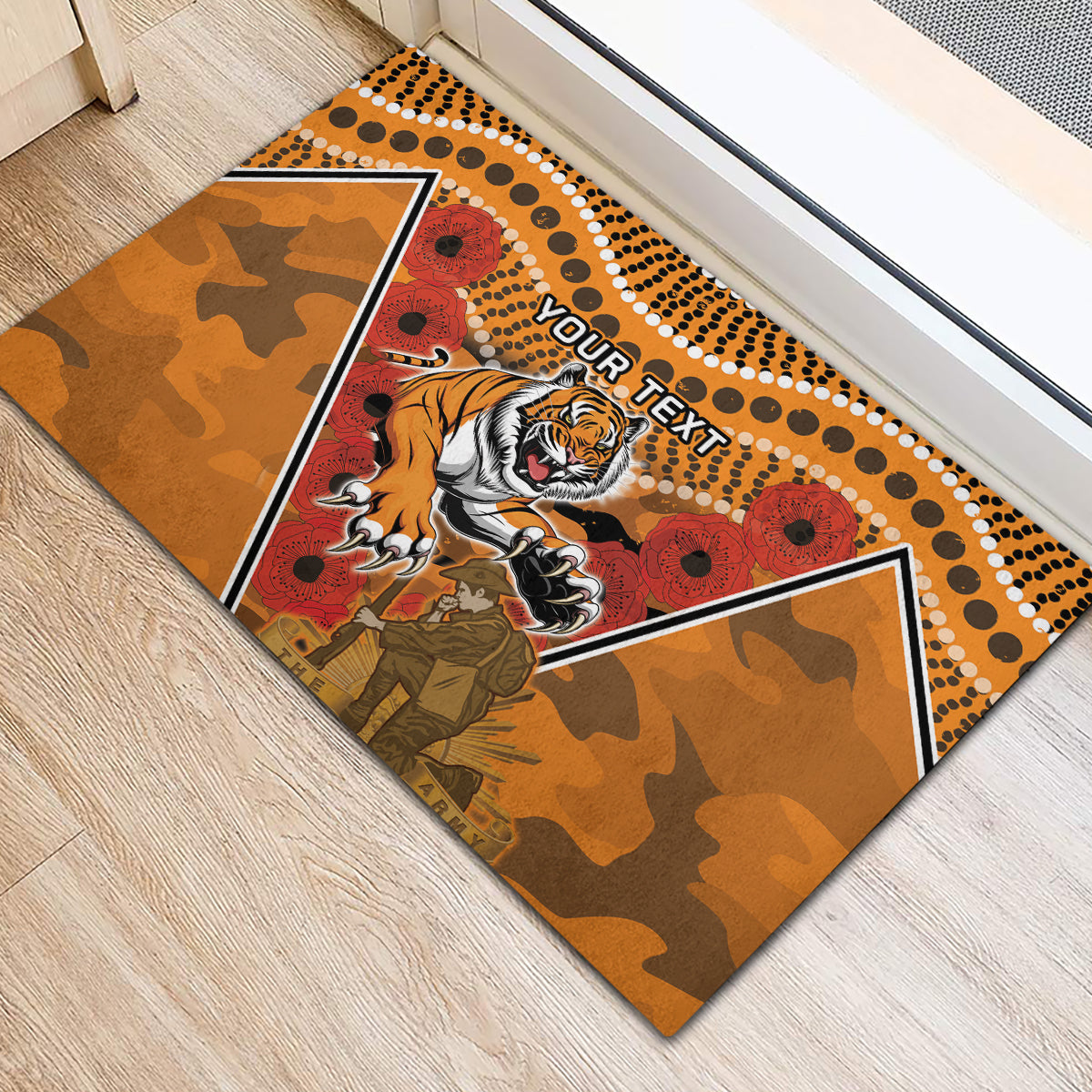 Custom Wests Tigers Rugby ANZAC Rubber Doormat Aboriginal and Army Patterns