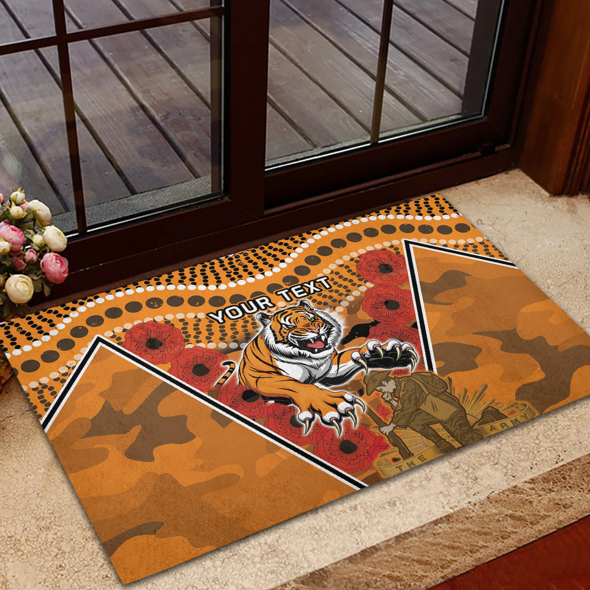 Custom Wests Tigers Rugby ANZAC Rubber Doormat Aboriginal and Army Patterns