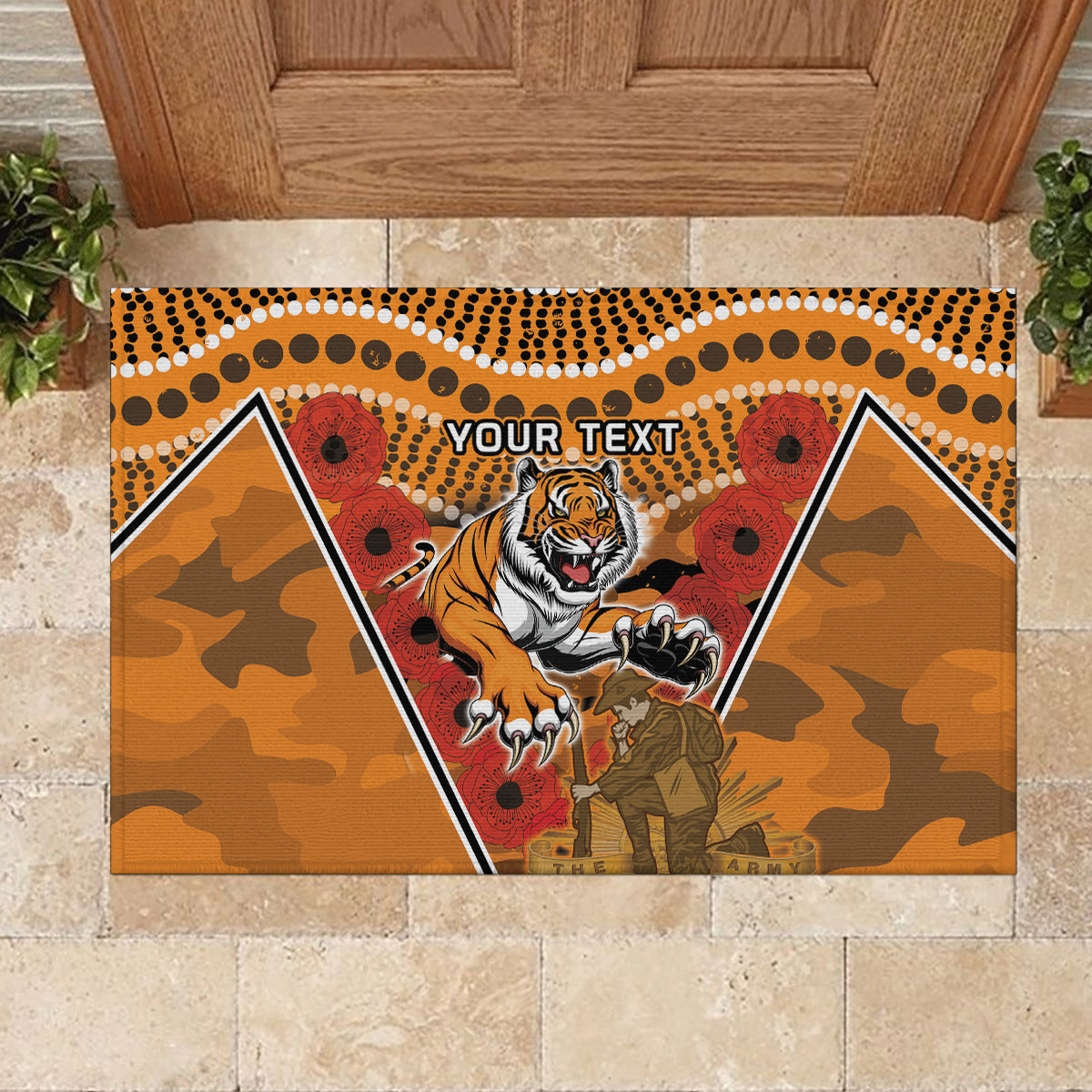 Custom Wests Tigers Rugby ANZAC Rubber Doormat Aboriginal and Army Patterns