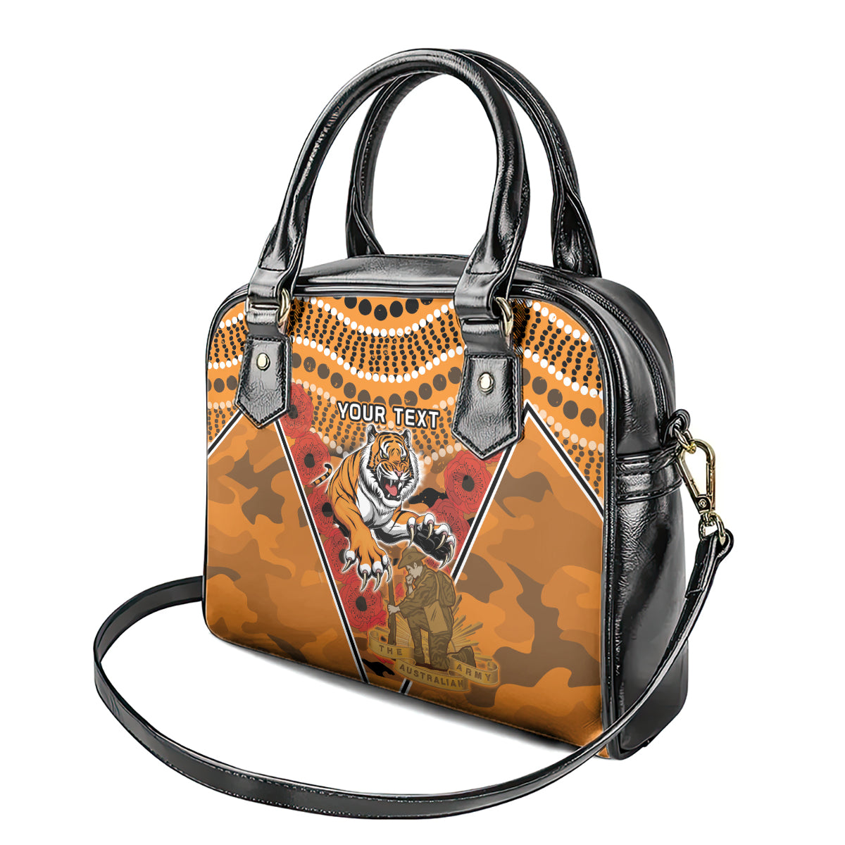 Custom Wests Tigers Rugby ANZAC Shoulder Handbag Aboriginal and Army Patterns