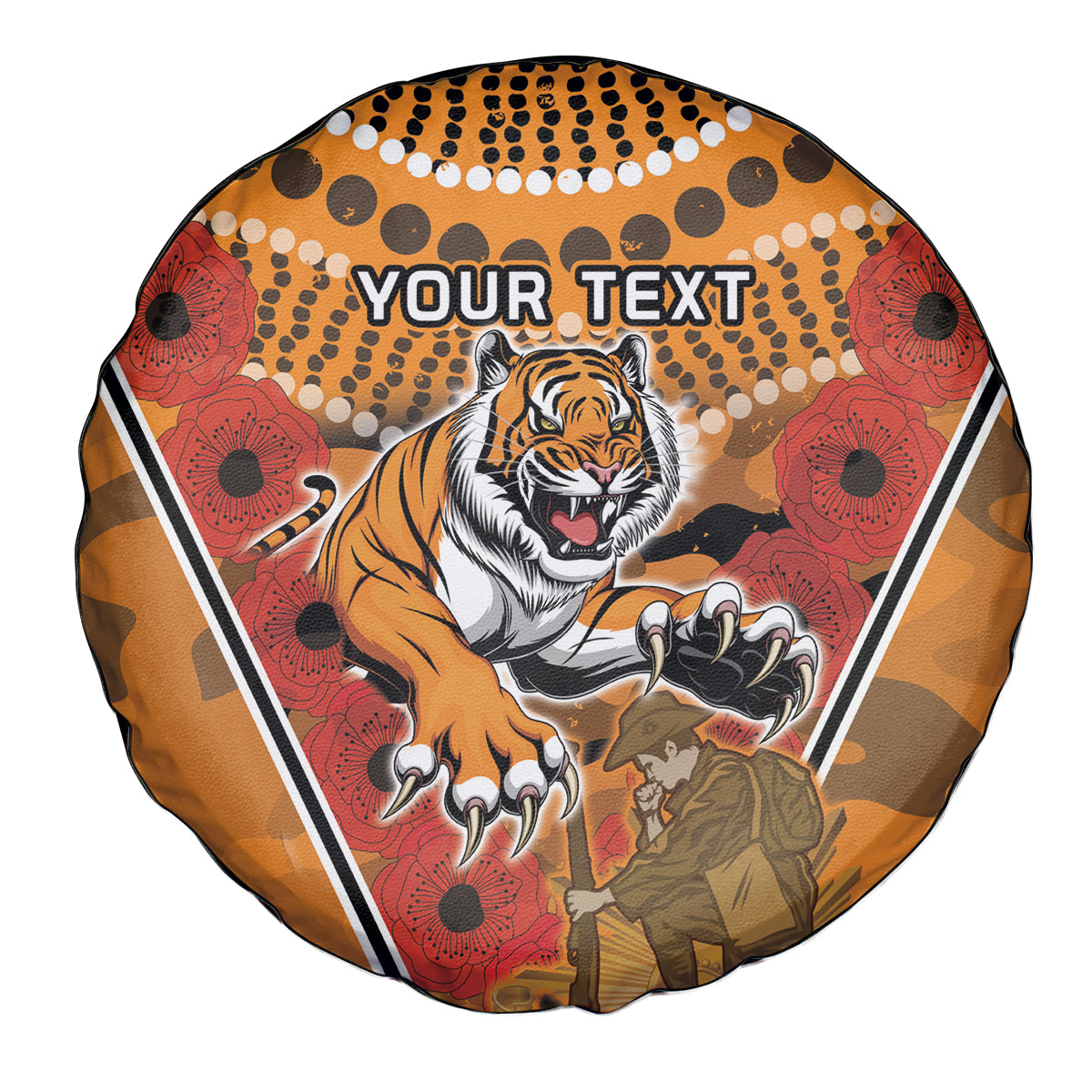 Custom Wests Tigers Rugby ANZAC Spare Tire Cover Aboriginal and Army Patterns