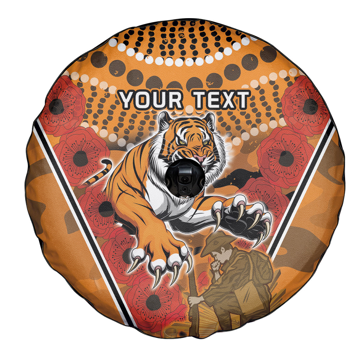 Custom Wests Tigers Rugby ANZAC Spare Tire Cover Aboriginal and Army Patterns