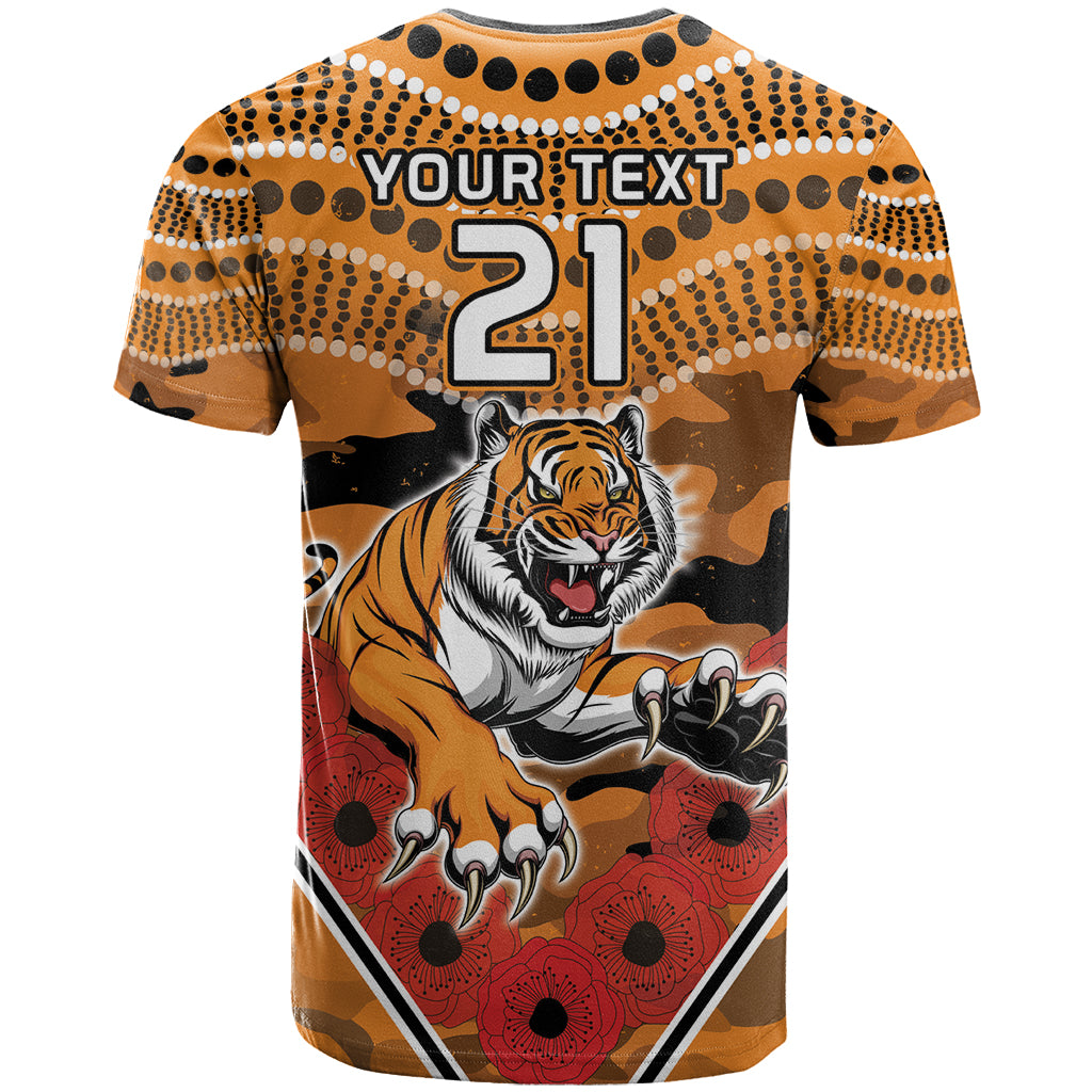 Custom Wests Tigers Rugby ANZAC T Shirt Aboriginal and Army Patterns