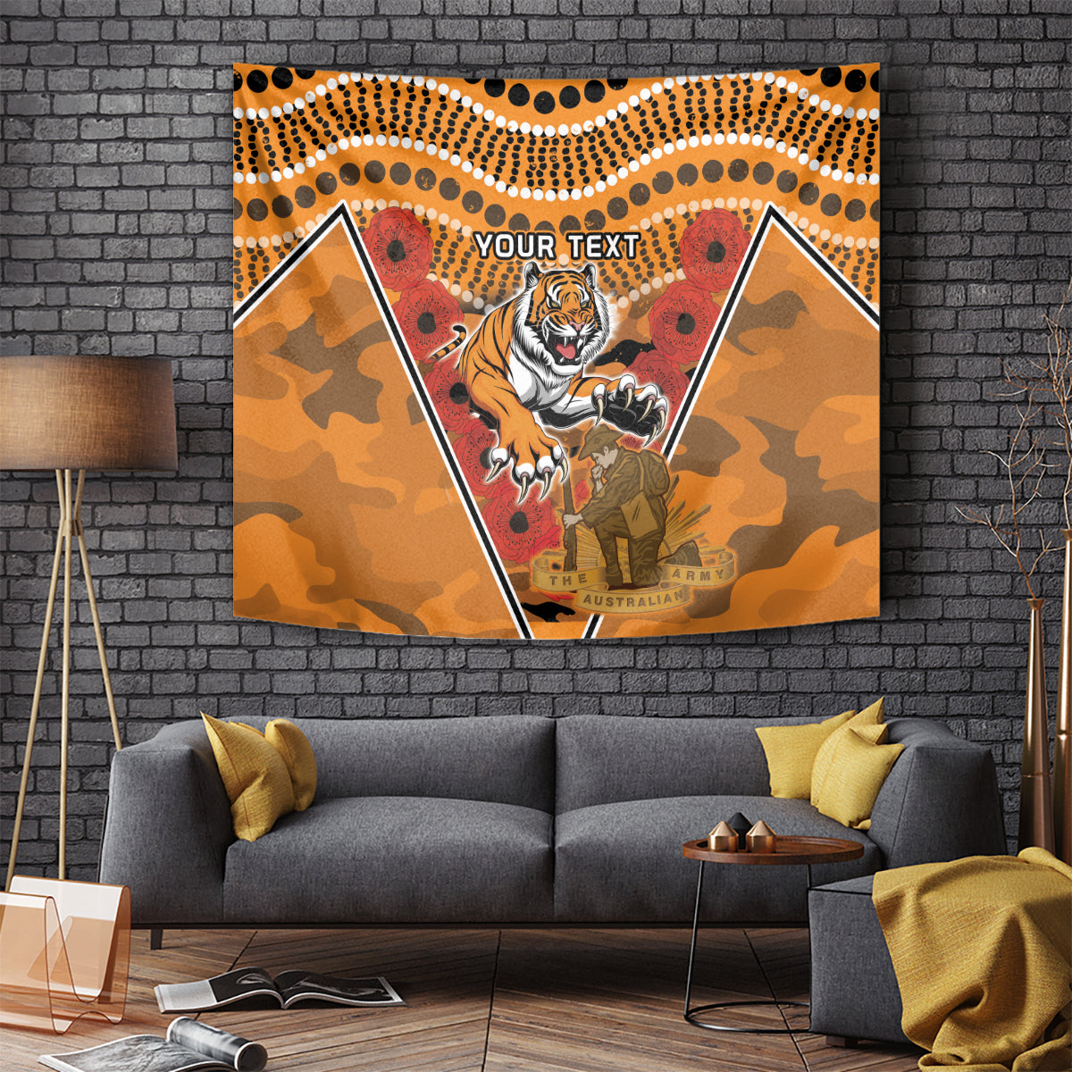 Custom Wests Tigers Rugby ANZAC Tapestry Aboriginal and Army Patterns