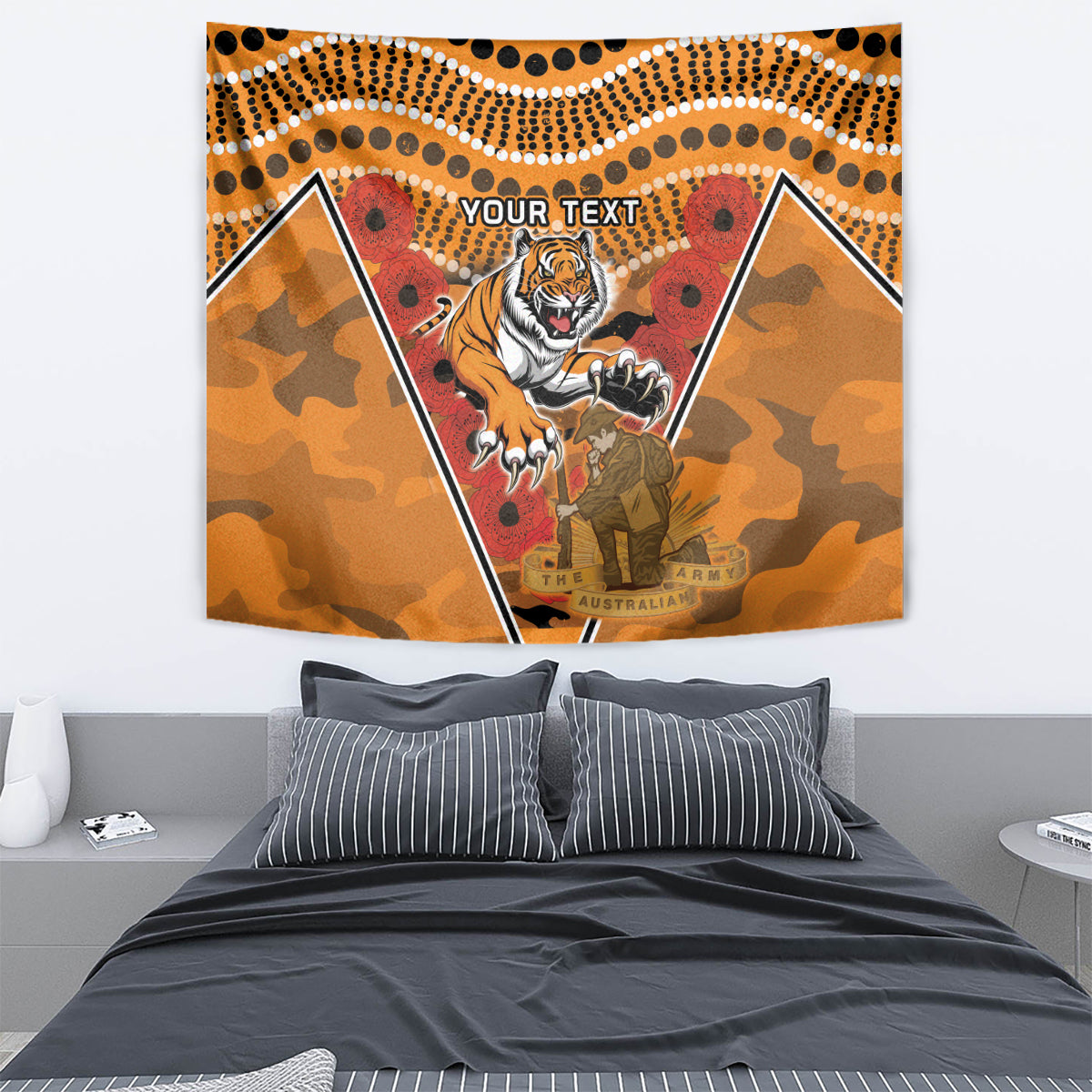 Custom Wests Tigers Rugby ANZAC Tapestry Aboriginal and Army Patterns