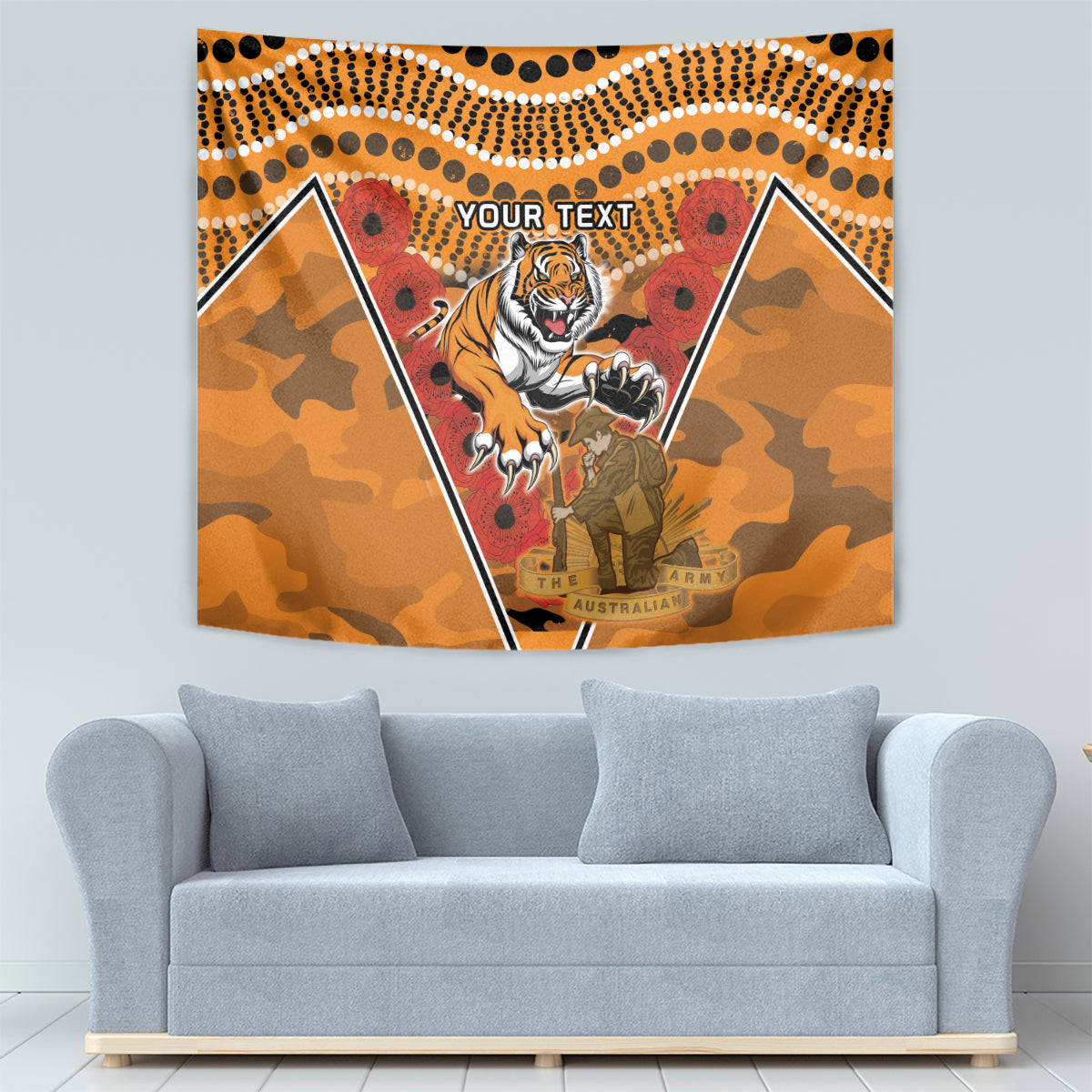 Custom Wests Tigers Rugby ANZAC Tapestry Aboriginal and Army Patterns