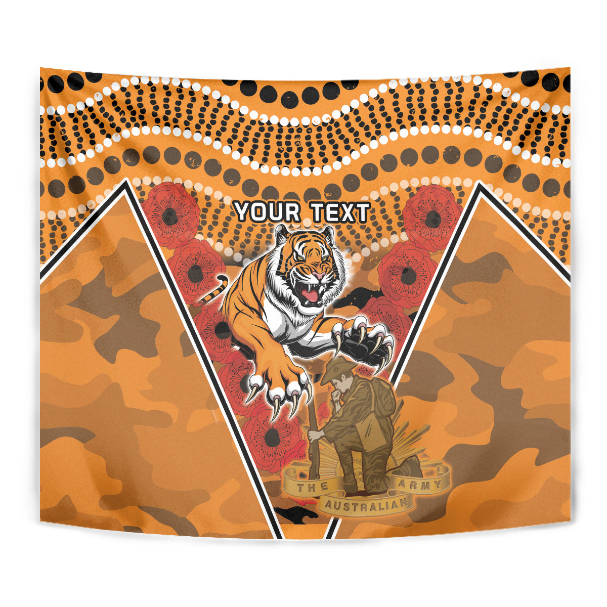 Custom Wests Tigers Rugby ANZAC Tapestry Aboriginal and Army Patterns