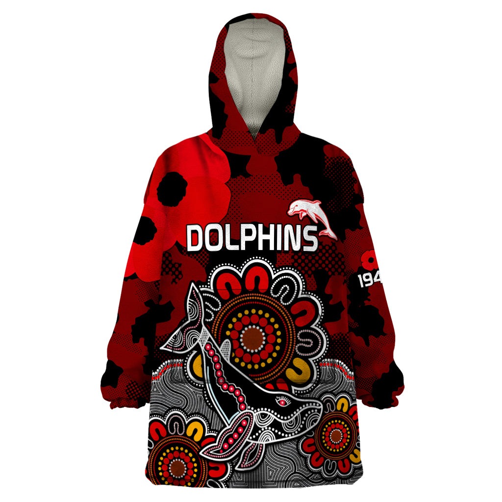 anzac-dolphins-rugby-wearable-blanket-hoodie-indigenous-circles-and-waves