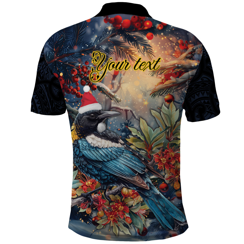 Personalised New Zealand Tui in Pohutukawa Polo Shirt Christmas in July