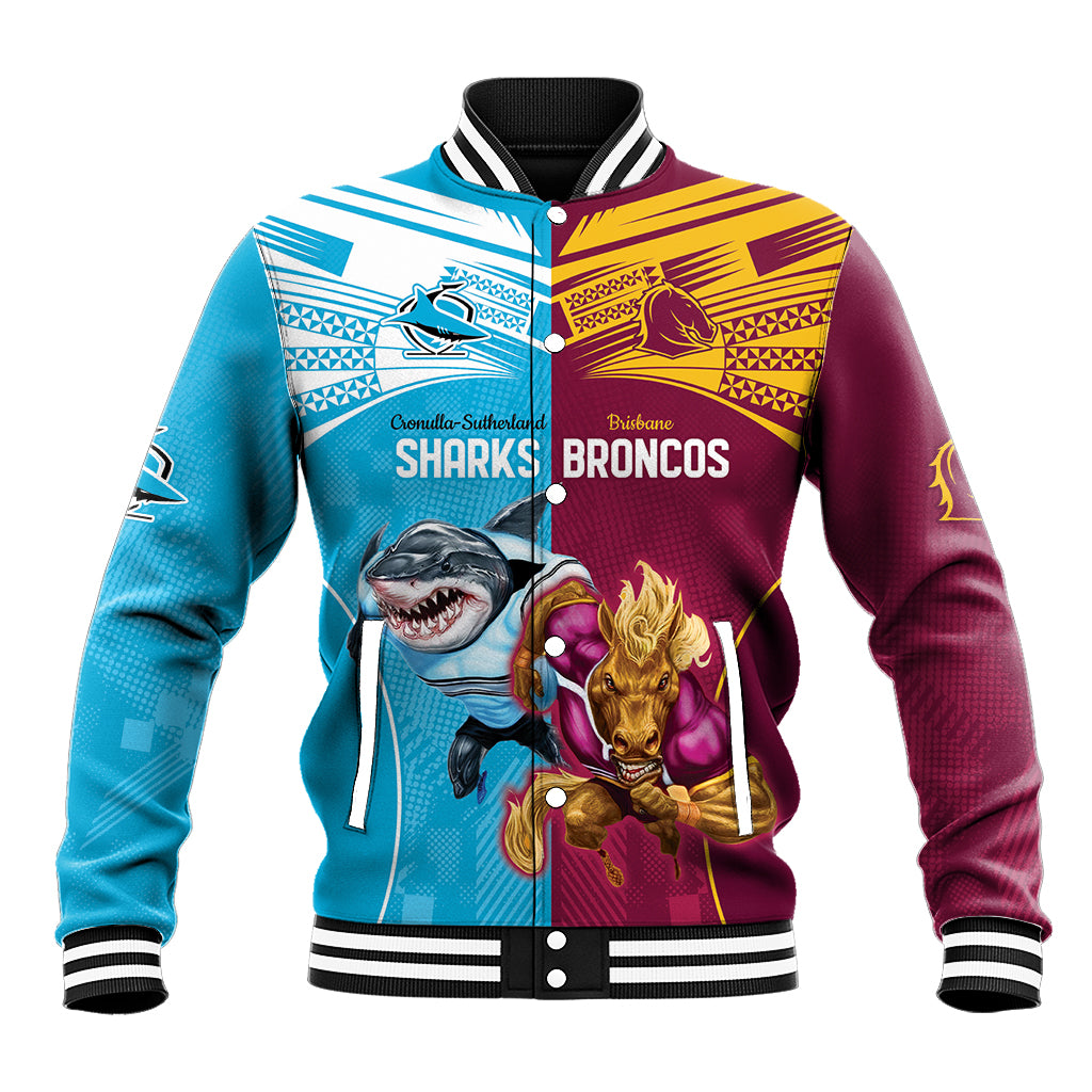 Custom Broncos and Sharks Baseball Jacket Sporty Style