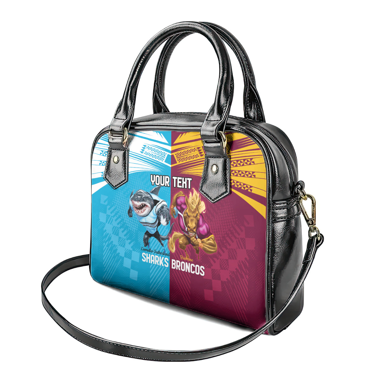 Custom Broncos and Sharks Shoulder Handbag Sporty Style