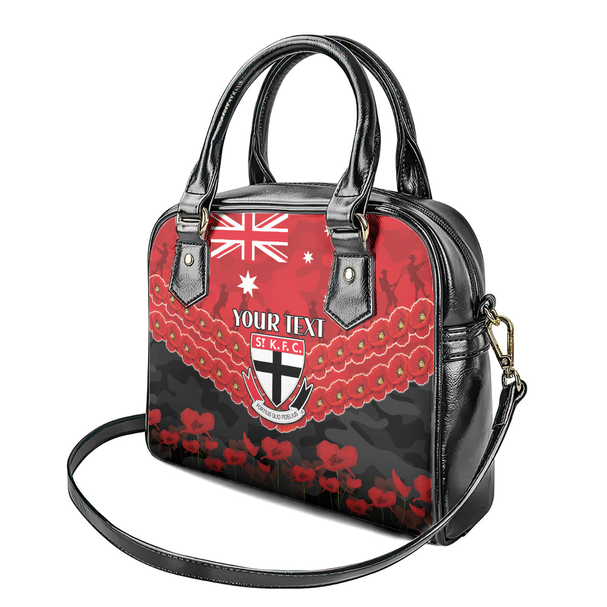 Custom St Kilda Saints Football Shoulder Handbag ANZAC Lest We Forget