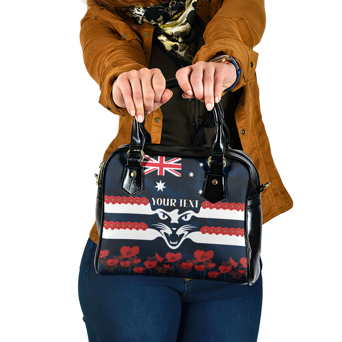 Custom Cats Football Shoulder Handbag ANZAC Lest We Forget